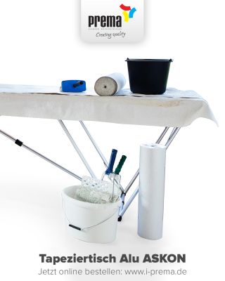 Mit dem klappbaren Alu Tapeziertisch (298 × 60 × 80 cm) aus leichtem Aluminiumrahmen und melaminbeschichteter MDF-Platte...